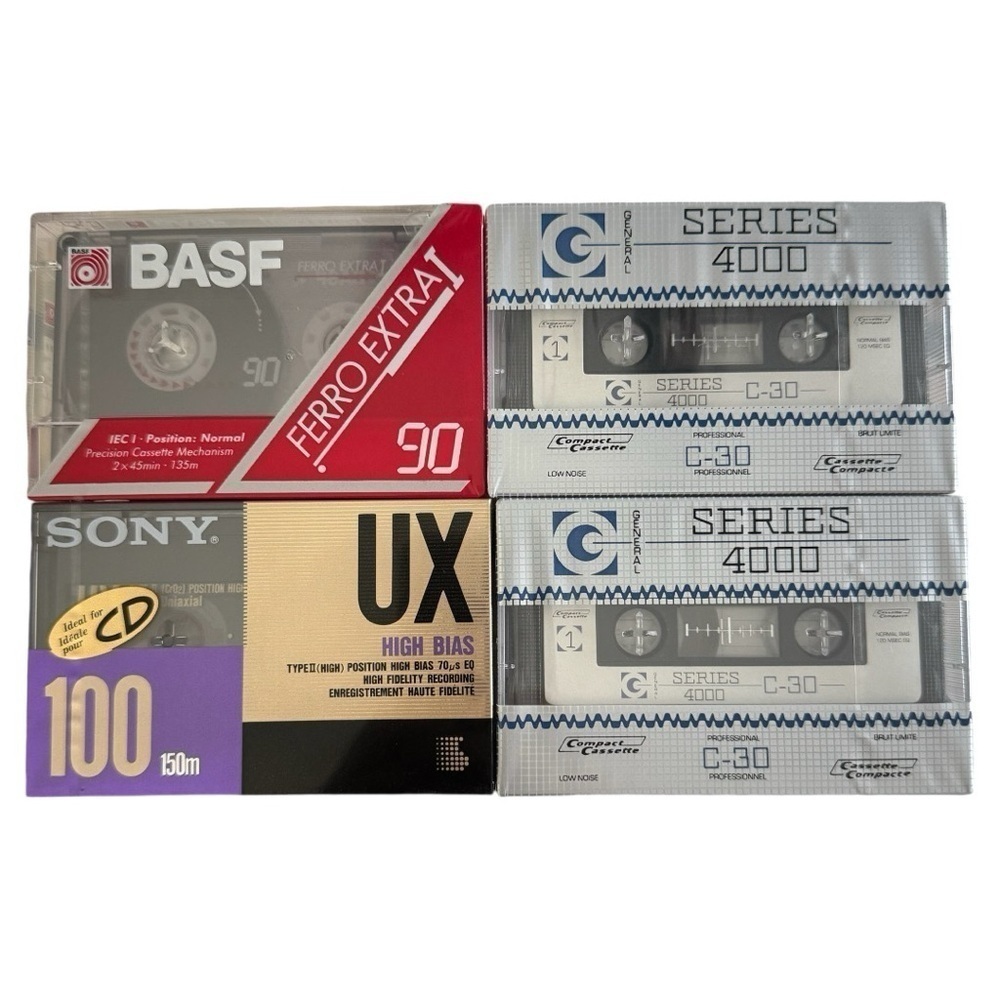 New Sealed Blank Tapes Audio Cassette Sony BASF Series 4000